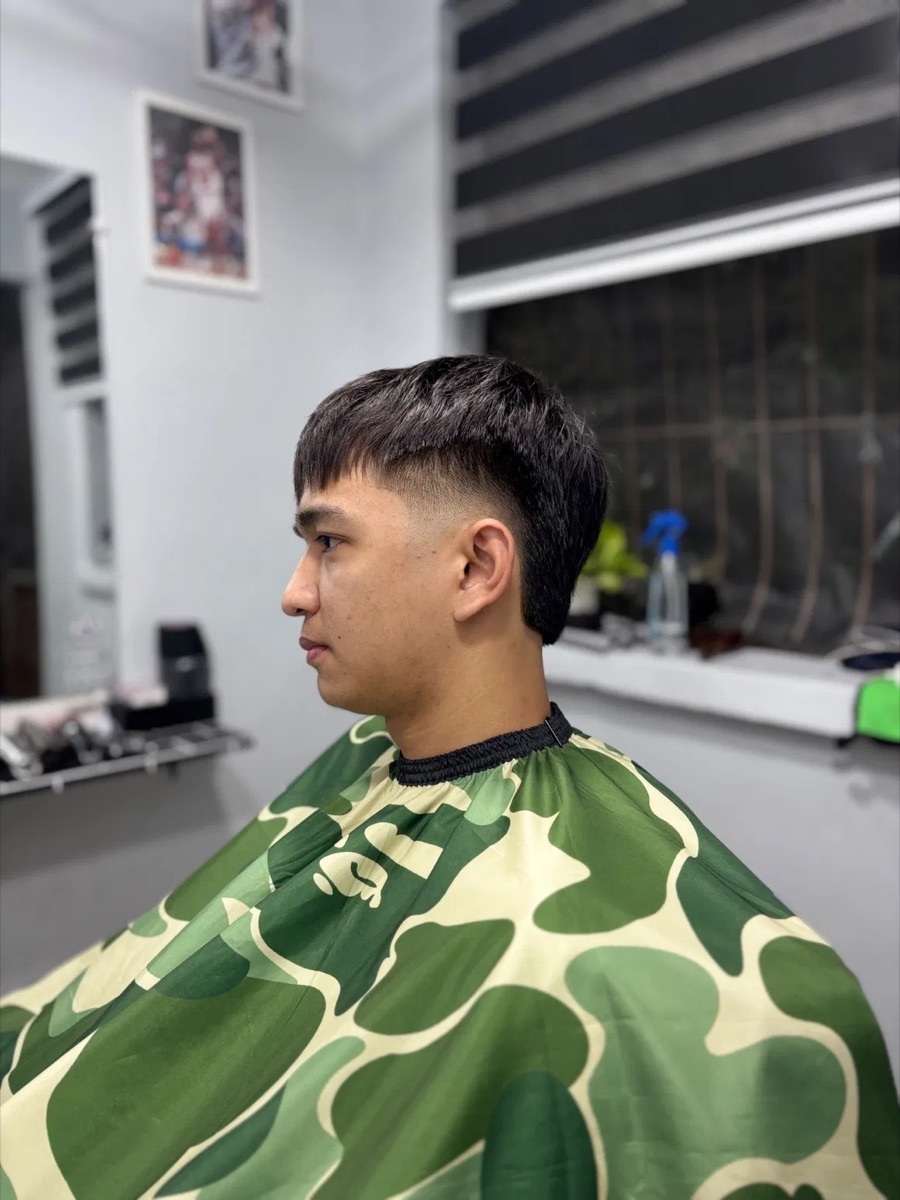 Bowl cut, faded sides